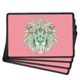 Ornamental Lion Illustration (Pink) Table Mat